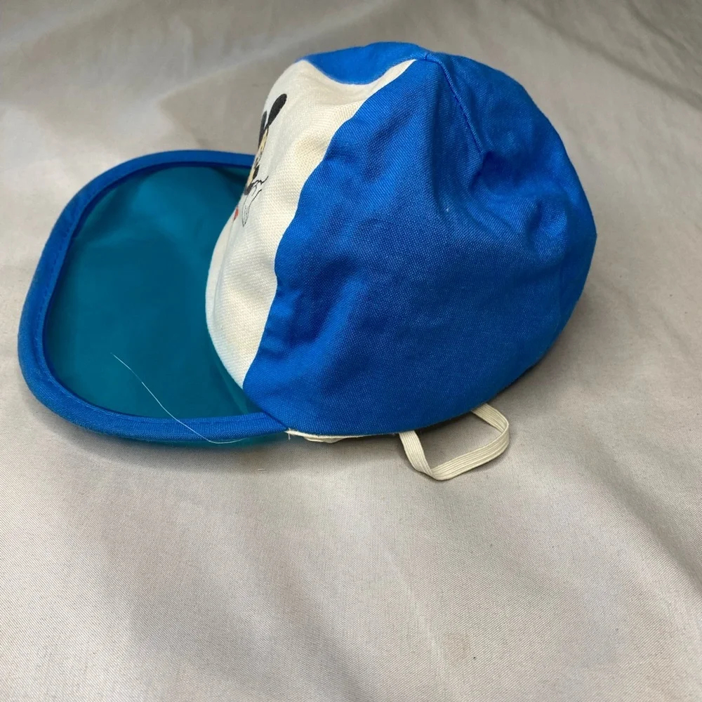 Vintage Disney Mickey Mouse Boys Hat Small 1980s White Blue‎